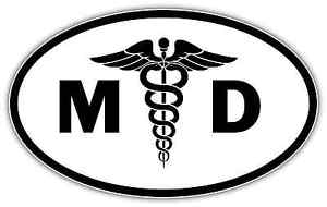 MD Medical Doctor Oval Symbol Sign Car Bumper Window Sticker Decal ...