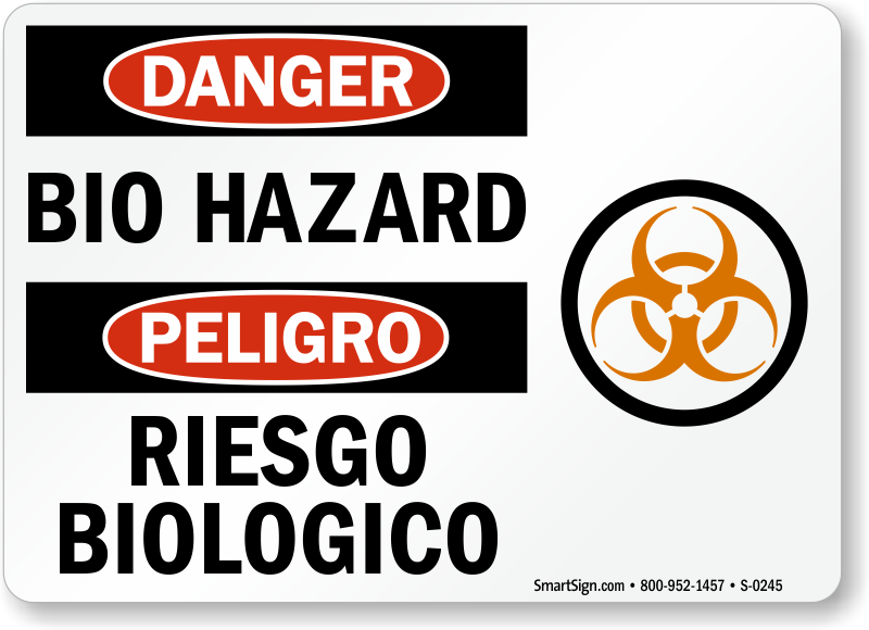 Bilingual Biohazard Stickers