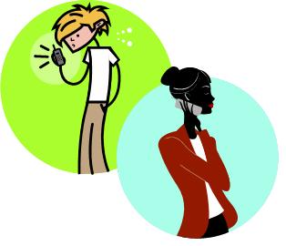 People talking on the phone clipart