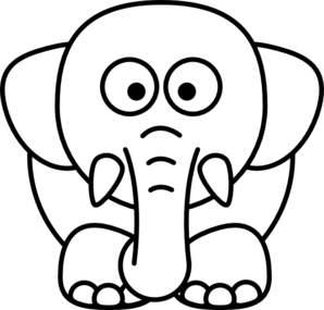 Cartoon Elephant Bw Clip Art - vector clip art online ...