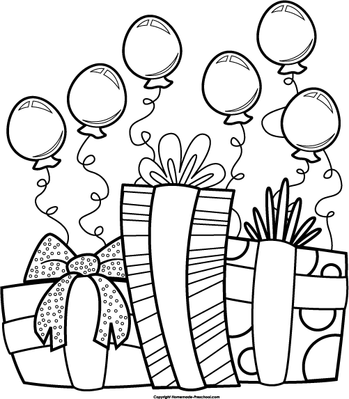 free clip art birthday black and white - photo #13