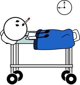 Sickness Clipart Image - Sick Stick Figure in a Hospital Bed - ClipArt