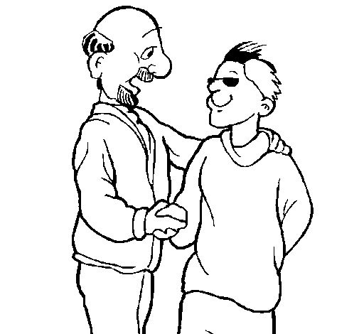Coloring page Father and son shaking hands to color online ...