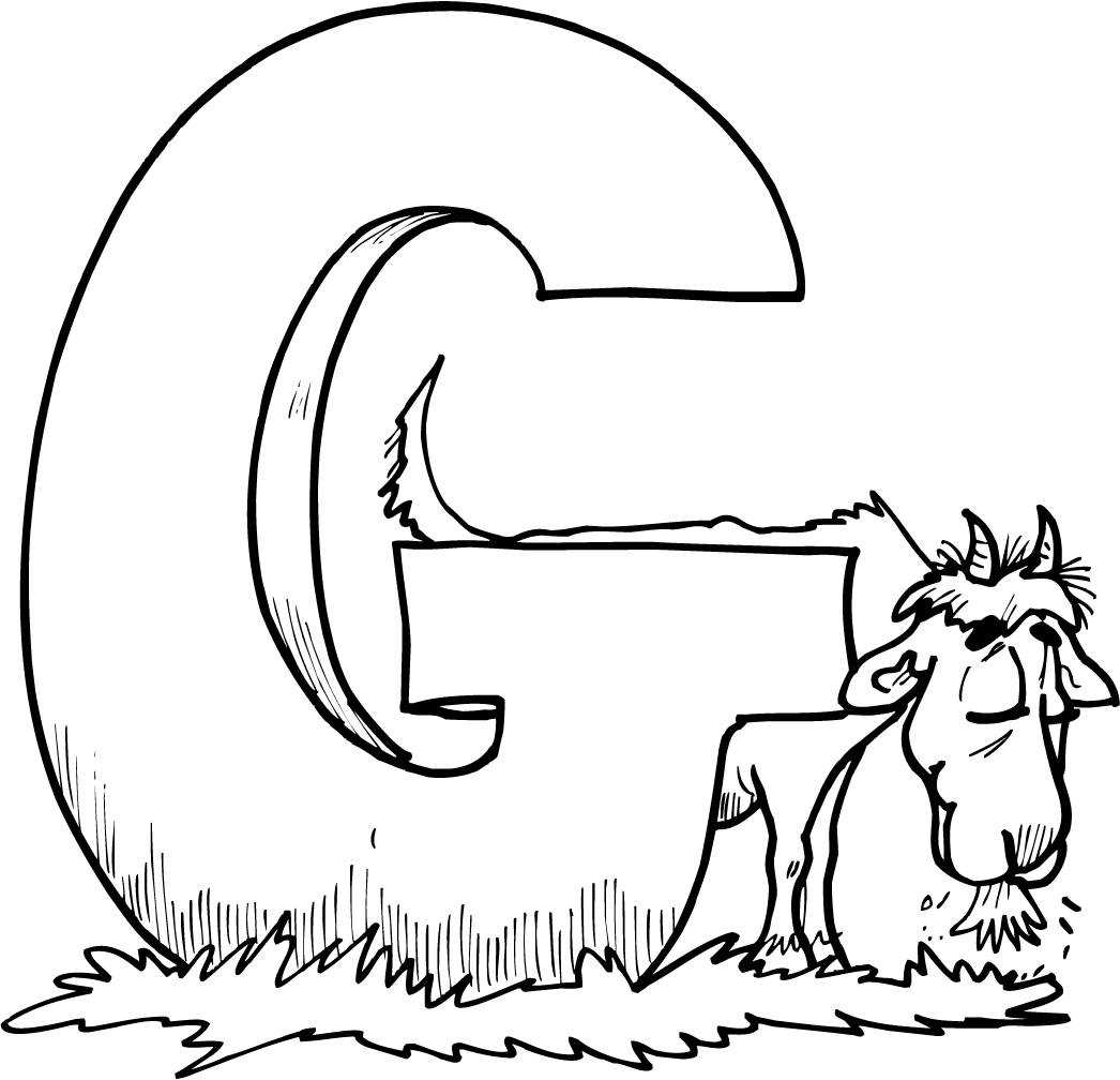Letter G - Goat coloring pages for kindergarten