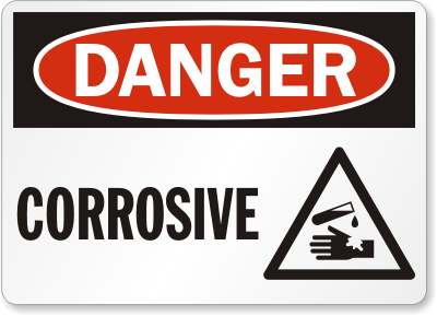Corrosive Sign - Danger Sign (With Burn Hand Graphic), SKU: S-