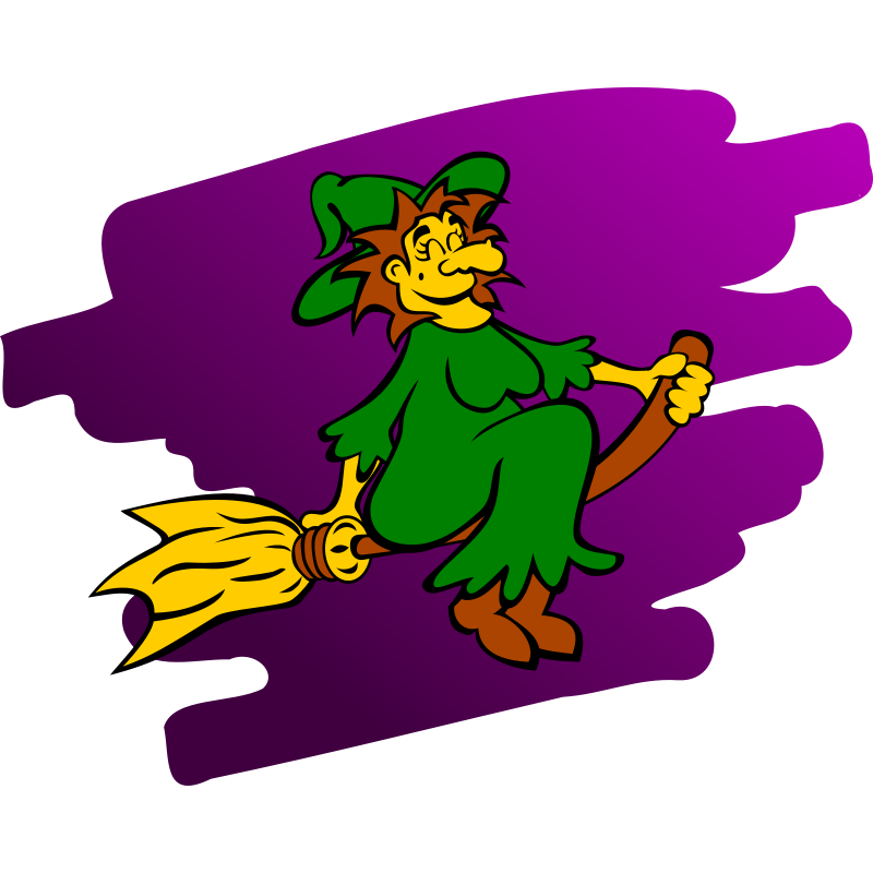 Free Witch Riding a Broom Clip Art