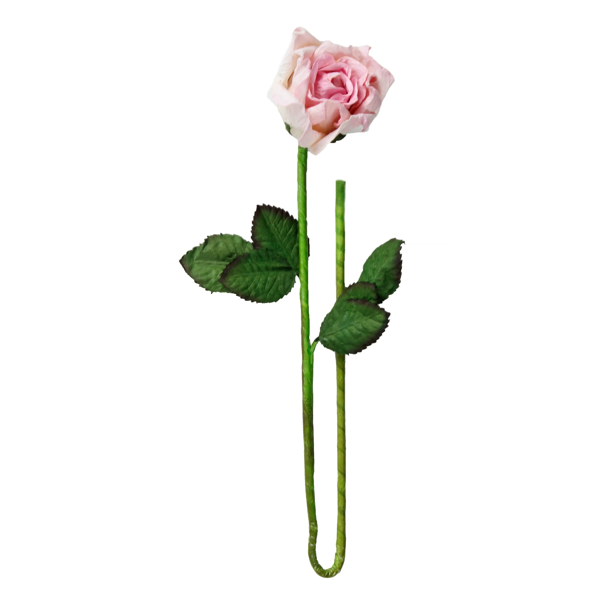 Long Stem Handmade Rose in Light Pink