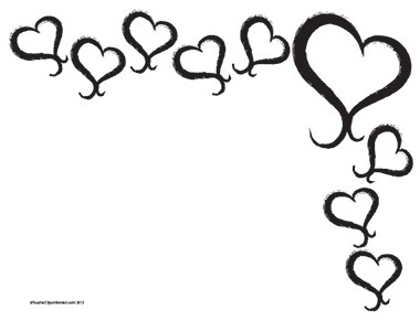 Heart border clip art black and white