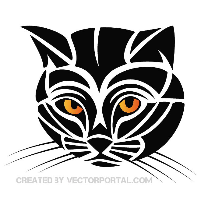Tribal Cat Clip Art Free Vector | 123Freevectors