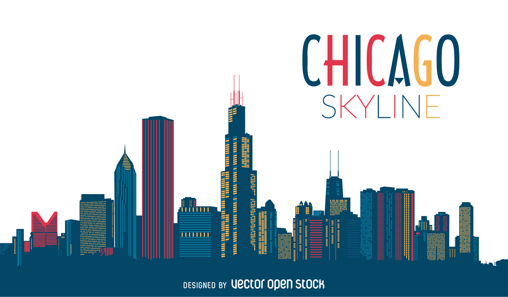 Chicago skyline silhouette - Vector download