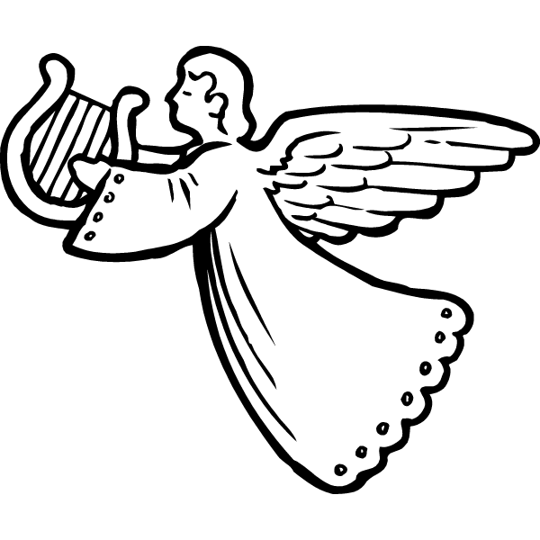 Cute christmas angel clipart black and white