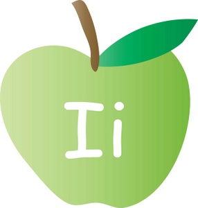 Alphabet Clipart Image - An Apple With The Letter I Written On It