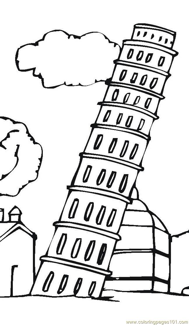 leaning tower of pisa Coloring Page - Free Sightseeing Coloring ...