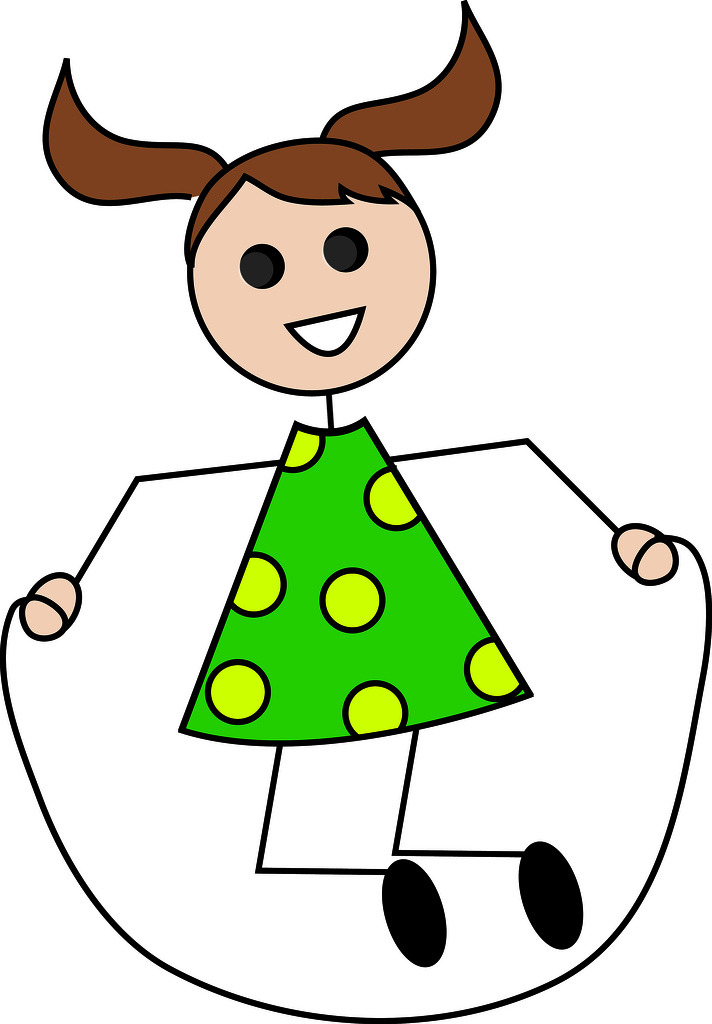 Clip Art Illustration of a Cartoon Little Girl Jumping Rope ...