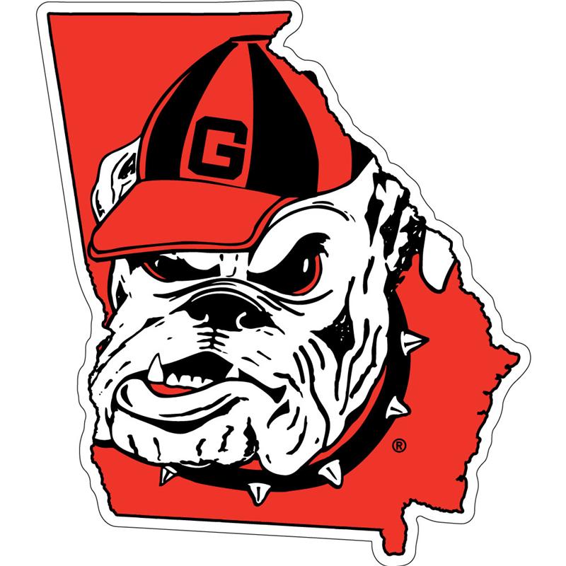 UGA Georgia Bulldogs State with Logo Decal - Old Bulldog