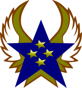 801 views Blue Star With 4 Gold Star And Wings clip art - vector clip art ...