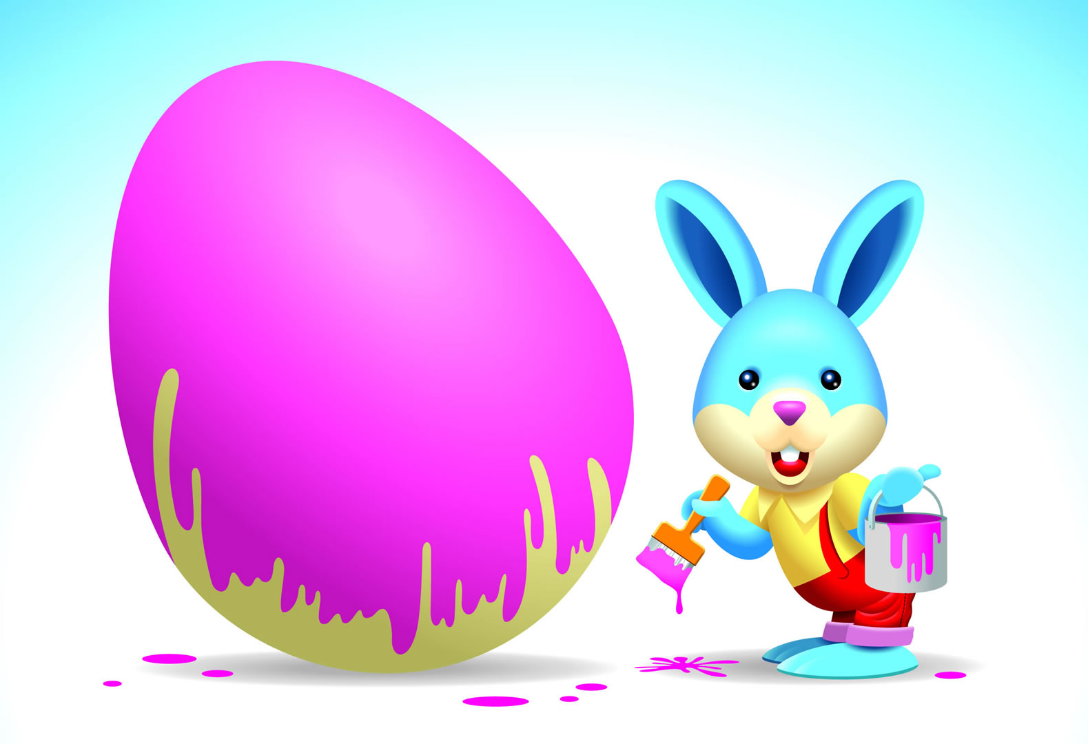 Easter Bunny Painting An Egg Purple - Easter Wallpaper