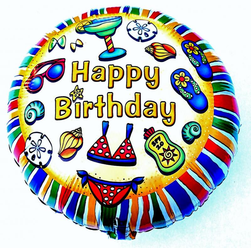 Balloons & You - HAPPY BIRTHDAY 18" HAPPY BIRTHDAY BEACH BABE ...