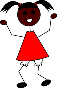 Happy Girl Clipart Image - Cartoon Little Black Girl