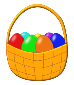 Easter Basket with Colored Eggs by