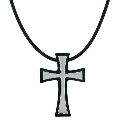 Stainless Steel Outline Cross Necklace - Black : Target