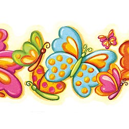 BORDERS - GIRLS ROOM - Butterfly Bright Border - Classic Wallcoverings
