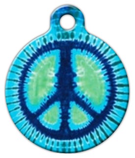 Blue-green tie dye peace sign Dog Tag by Dog Tag Art