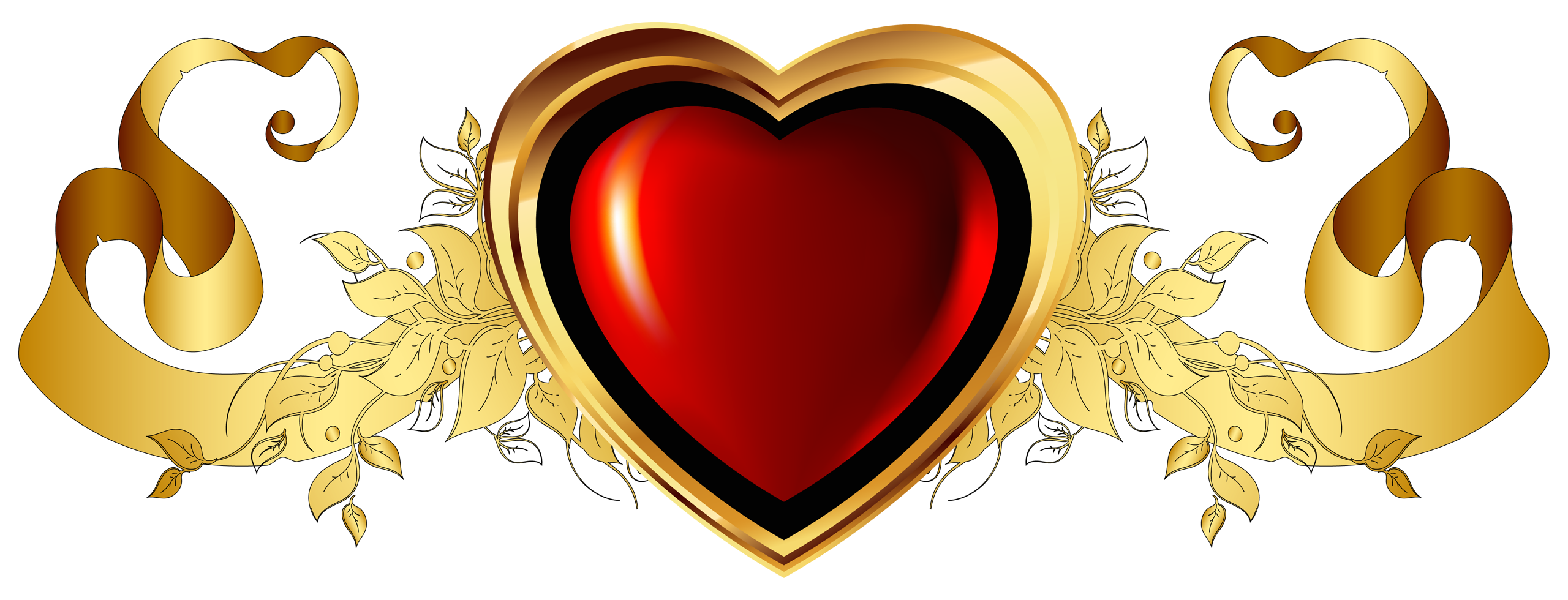 Image - Large Red Heart with Gold Banner Element Clipart.png ...