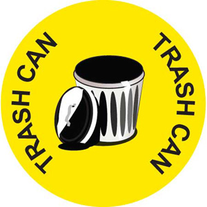 DuraStripe Circle Floor Sign - Trash Can - Yellow