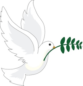 Dove Clipart Image - A white dove with an olive branch in its beak