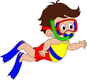 Swimming Clipart Image - Kid on Vacation Snorkeling