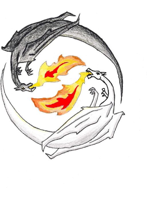 ying yang dragons, Jeanette marie neff, SciFi Fantasy Art