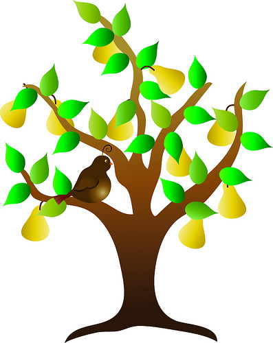 Clip Art Illustration of a Partridge in a Pear Tree at Encore ...