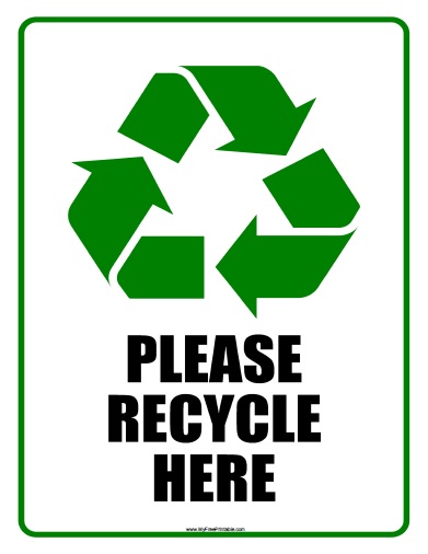 Please Recycle Here Sign - Free Printable - MyFreePrintable.com