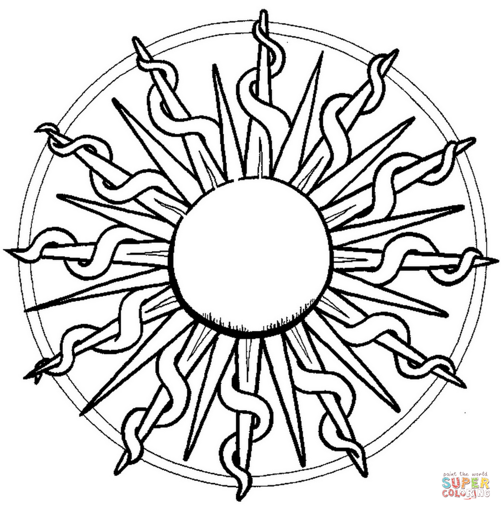 Mandala with Sun coloring page | Free Printable Coloring Pages