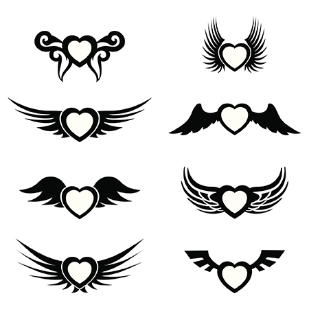 Black n White Heart Wings Tattoo Design | Fresh 2017 Tattoos Ideas