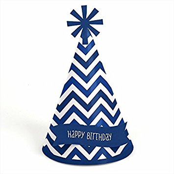 Amazon.com: Chevron Navy - Cone Birthday Party Hats - 8 Count ...