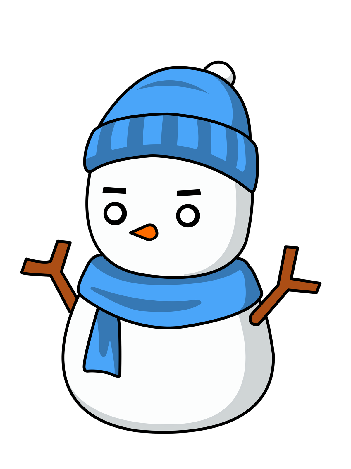 Free Snowman with Eskimo Style Hat Clip Art