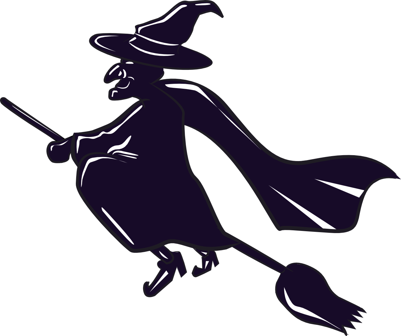 Witch on a broom clipart