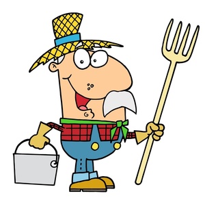 Farm Clipart Image - Farmer with Pitchfork and Bucket