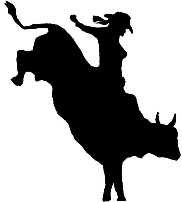 Woman riding bull clipart