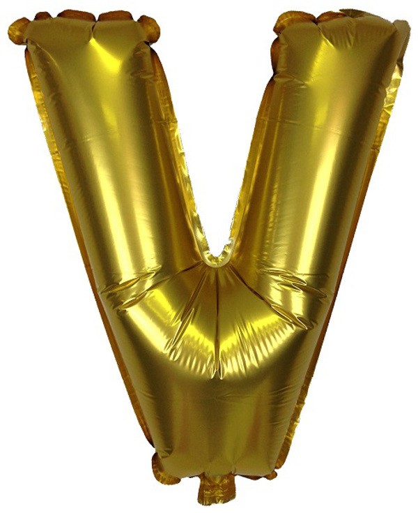 16" Foil Mylar Balloon Gold Letter V