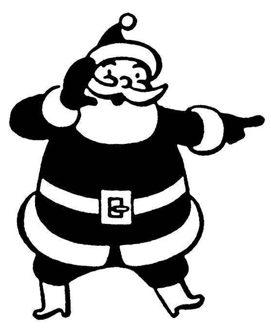 Looking out for santa scene clipart black and white