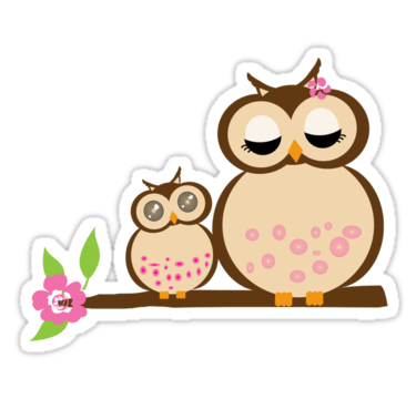 Mother and baby owls" Stickers by clareville | Redbubble