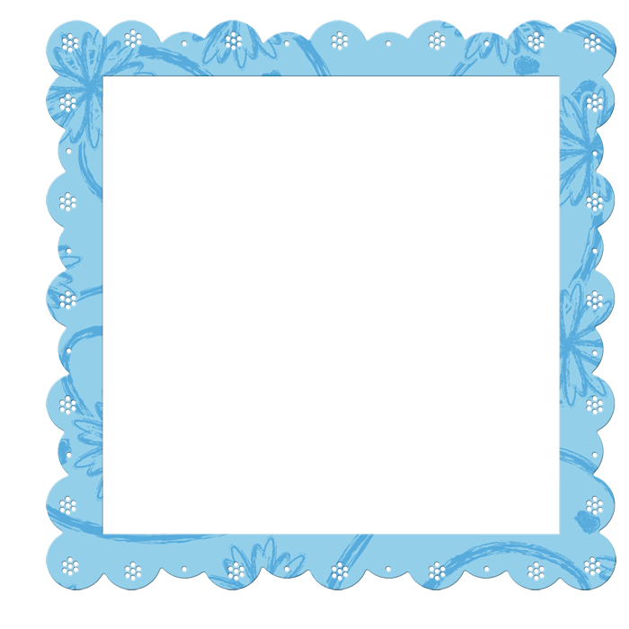 Blue Transparent Frame with Flowers Elements