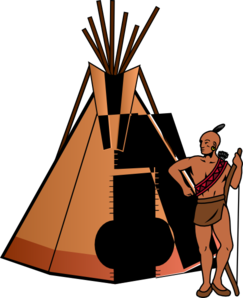 Native American With Teepee Clip Art - vector clip ...