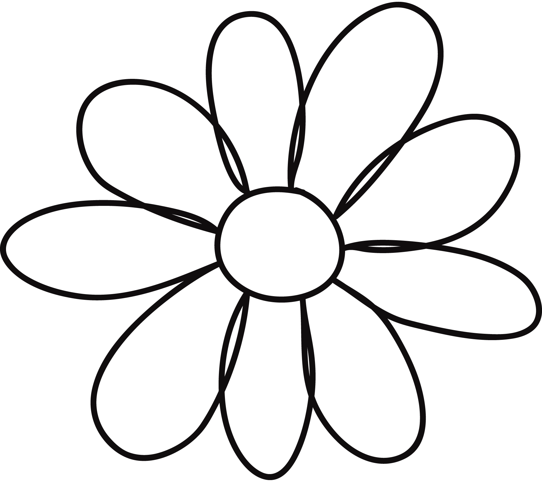 Black and white clipart flower outline for cutting out