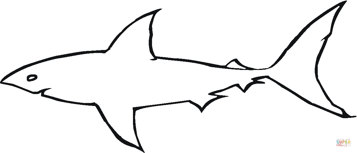 Great White Shark Outline coloring page | Free Printable Coloring ...