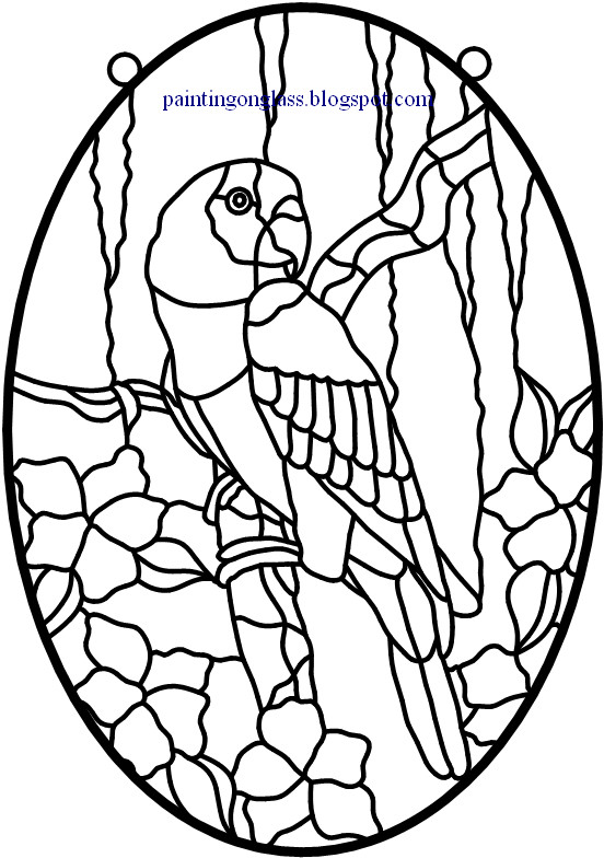 Stained Glass Amazon Parrot Pattern ~ painting on glass