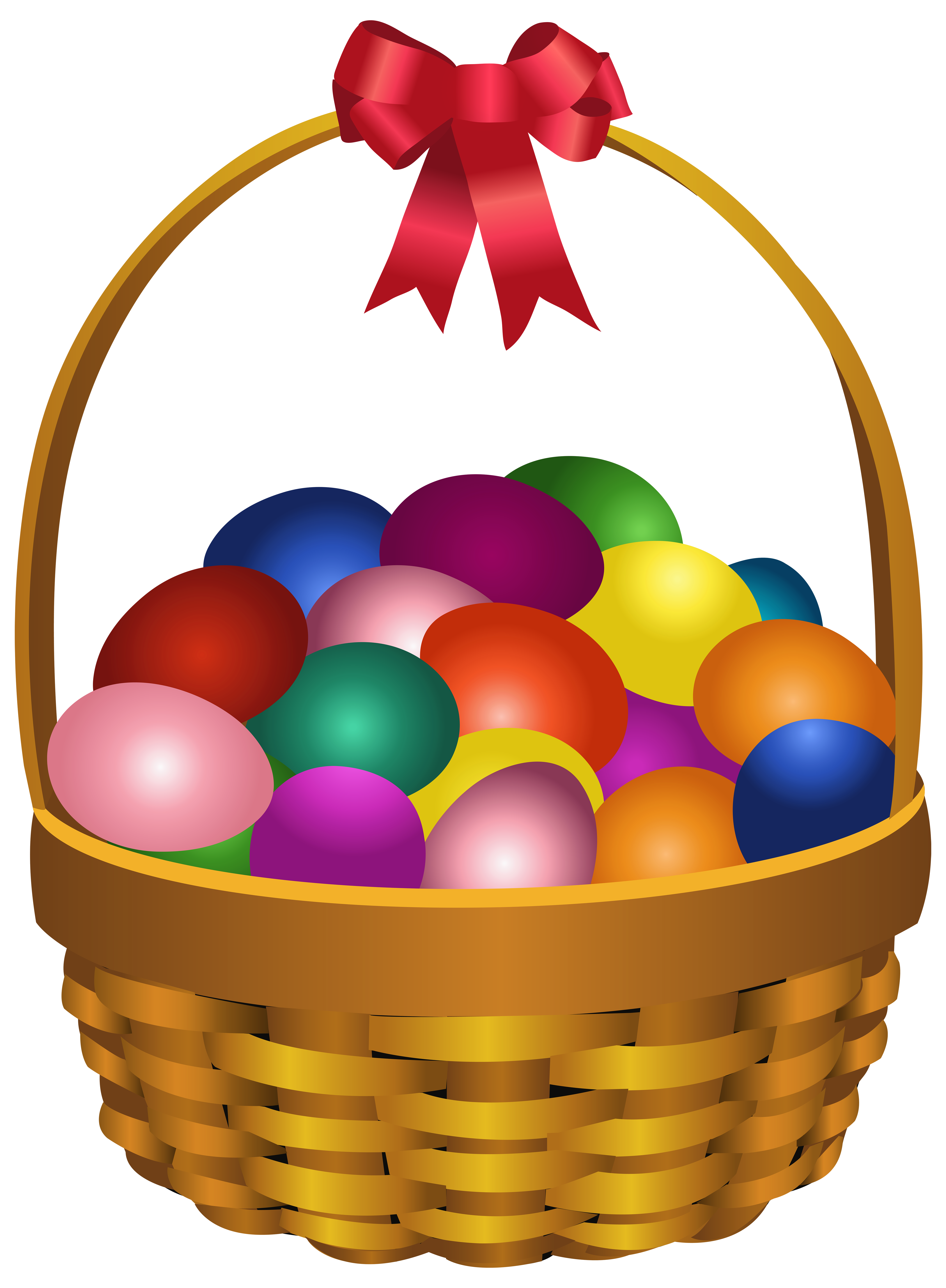 Easter Eggs in Basket Transparent PNG Clip Art Image